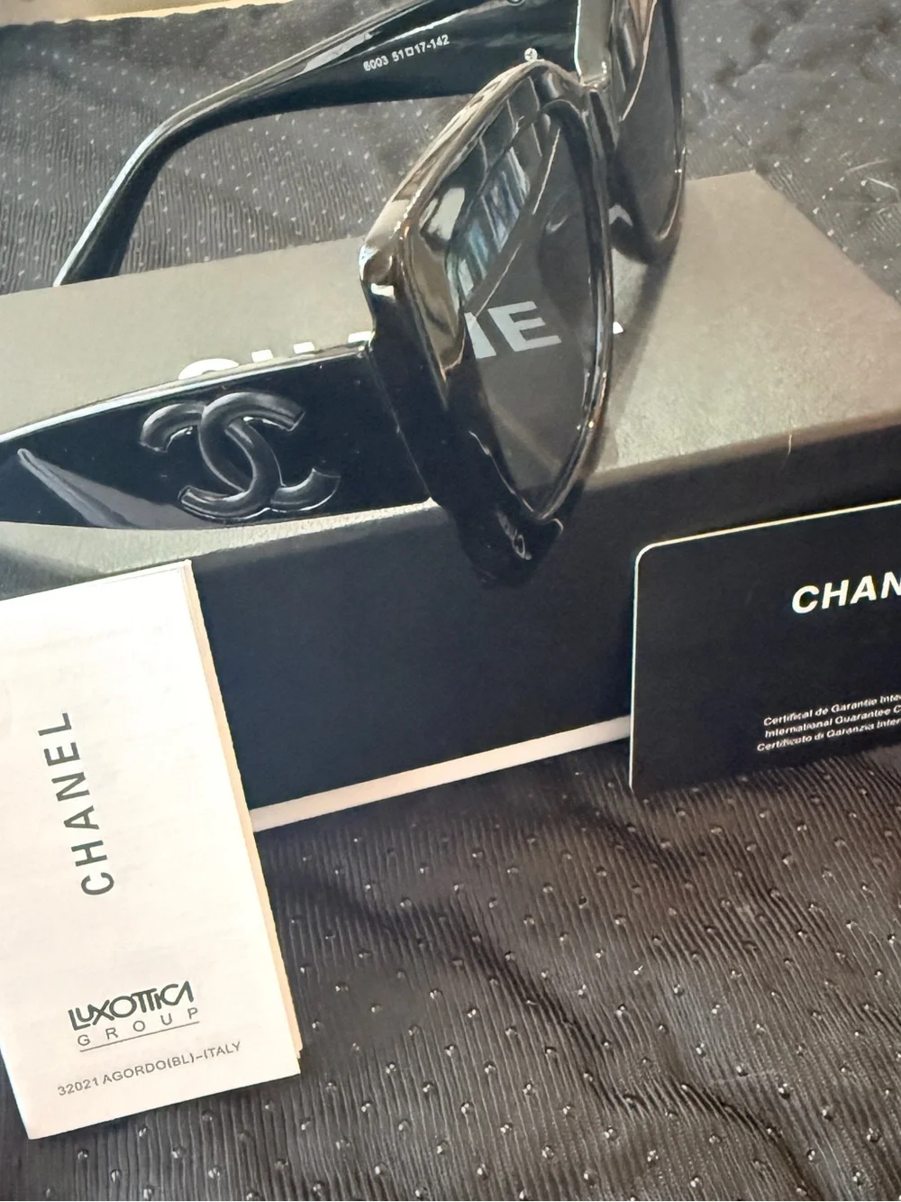 CHANEL Black-on-Black Interlocking CC Sunglasses New in Original packaging.